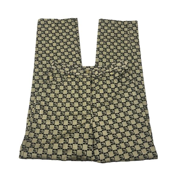 St. John Sport Essentials Vintage Y2K Beige Black Monogram Print High Waisted 2 - Picture 3 of 10